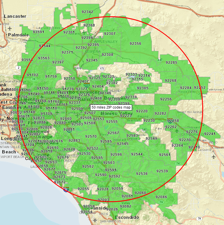 Create a Radius Map with ZIP Codes Map Business Online
