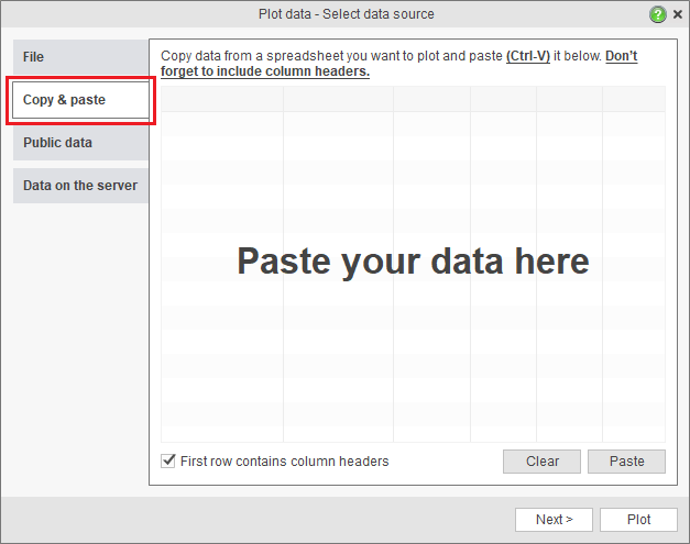 Copy & paste data from spreadsheet