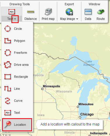 Add business locations one at a time on the map with the location tool