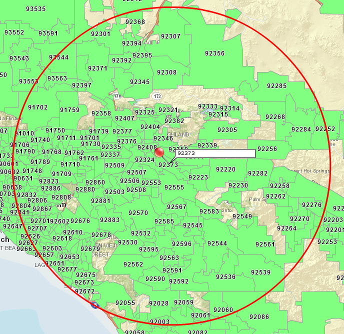 30 Mile Radius Zip Code Map - United States Map