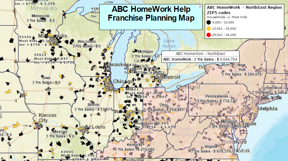 ABC HomeWork Help Franchising Planning Map