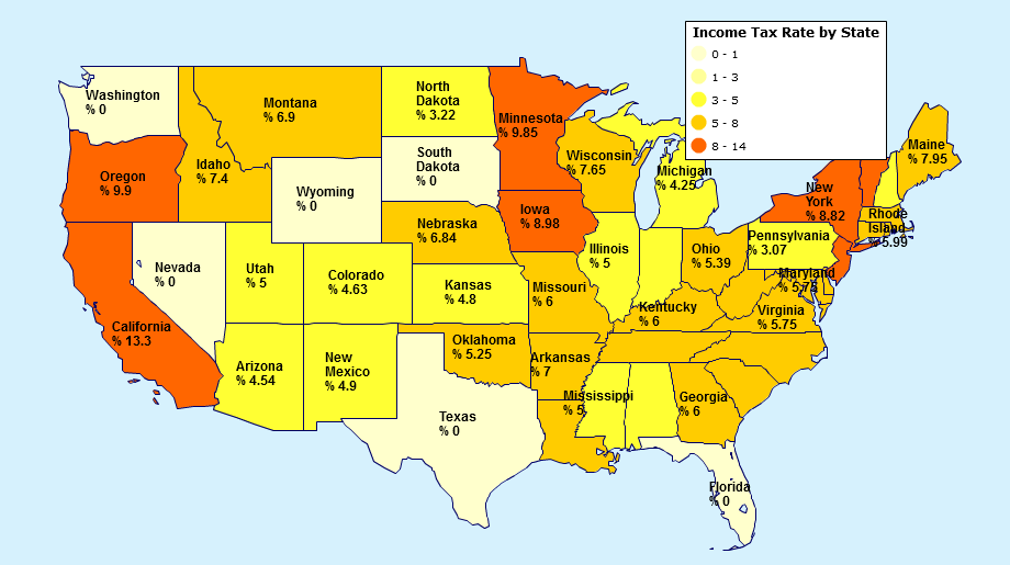 Top State Income Tax Rate Map