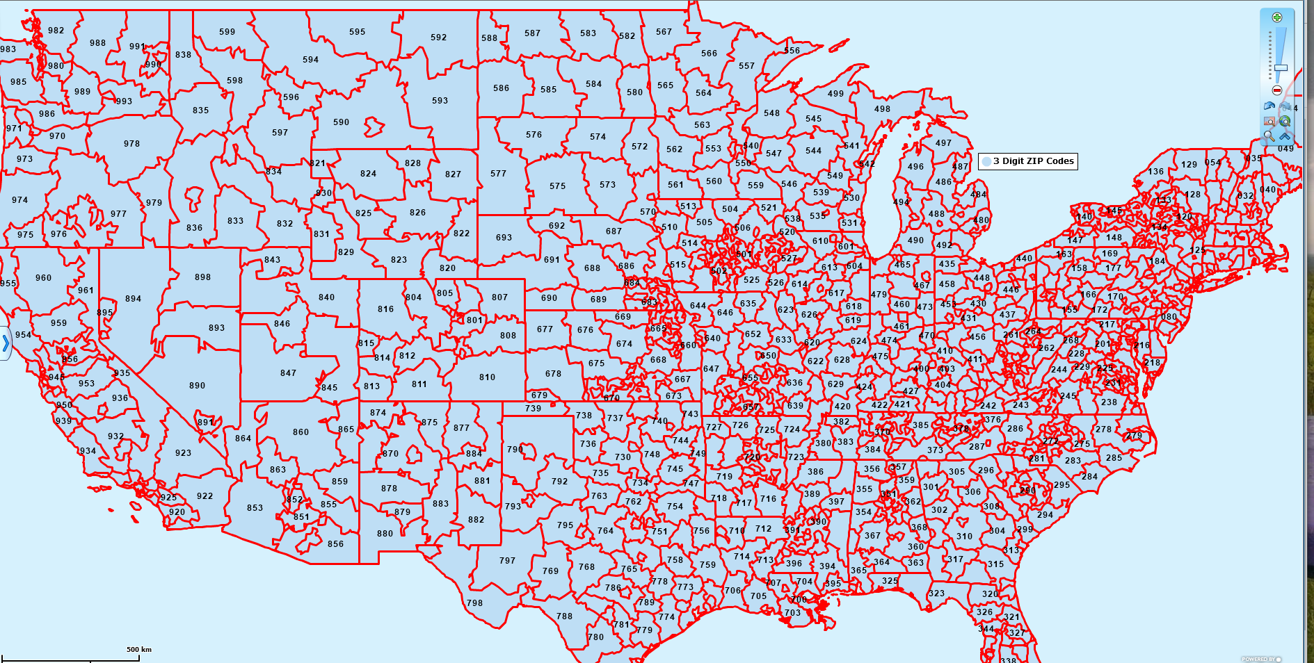 3 digit zip code map A Word About Zip Codes Zip5 Zip3 Zcta And Points Map