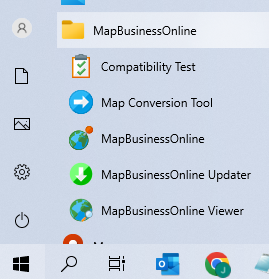 The Map App Dropdown from the Windows Start Menu.