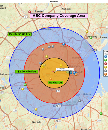 Concentric circles - a company's coverage areas