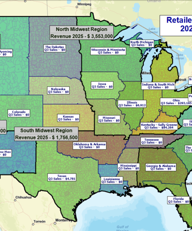 Sales territory map with sales volume