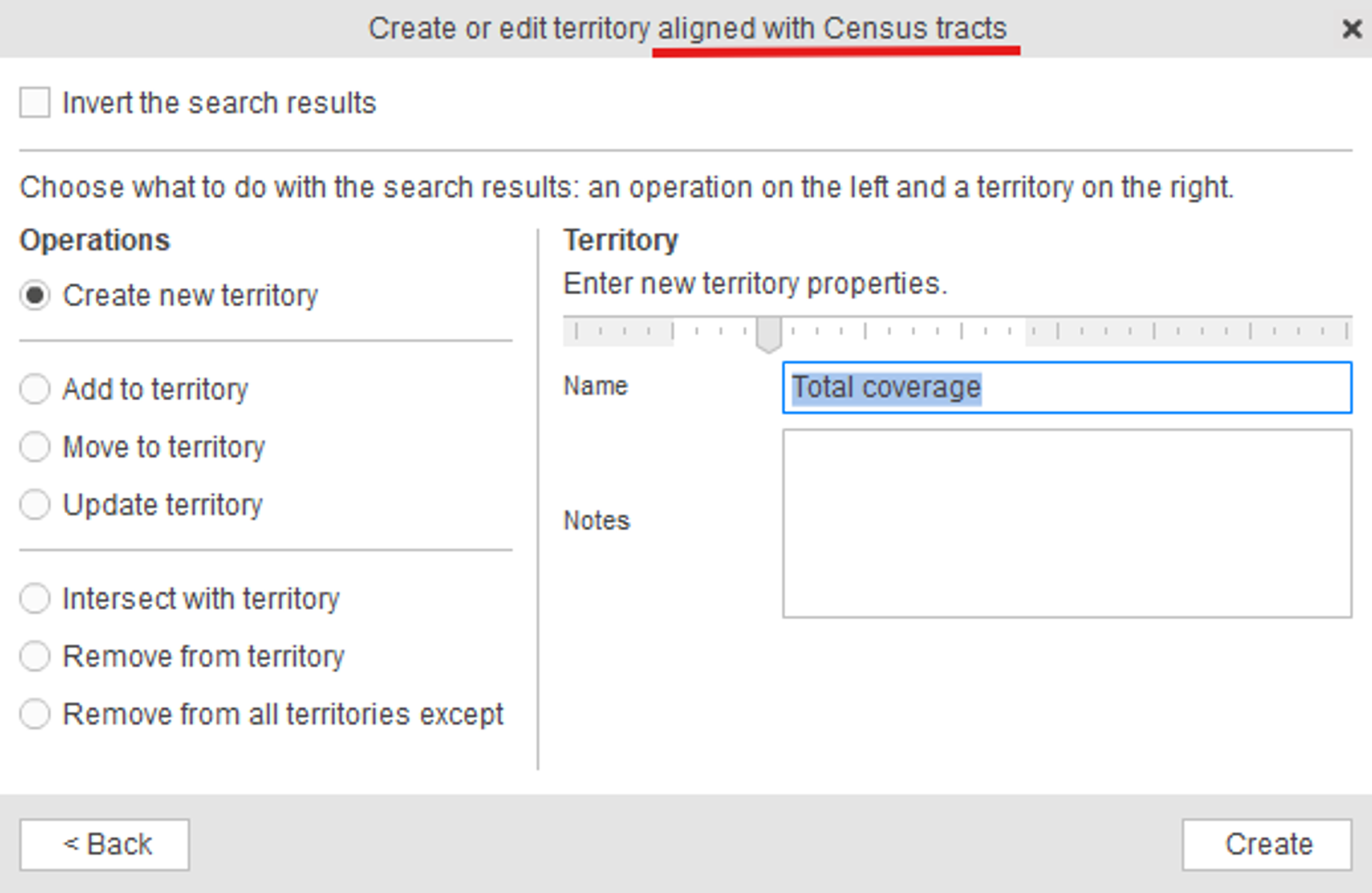 Create a new territory aligned with Census tracts