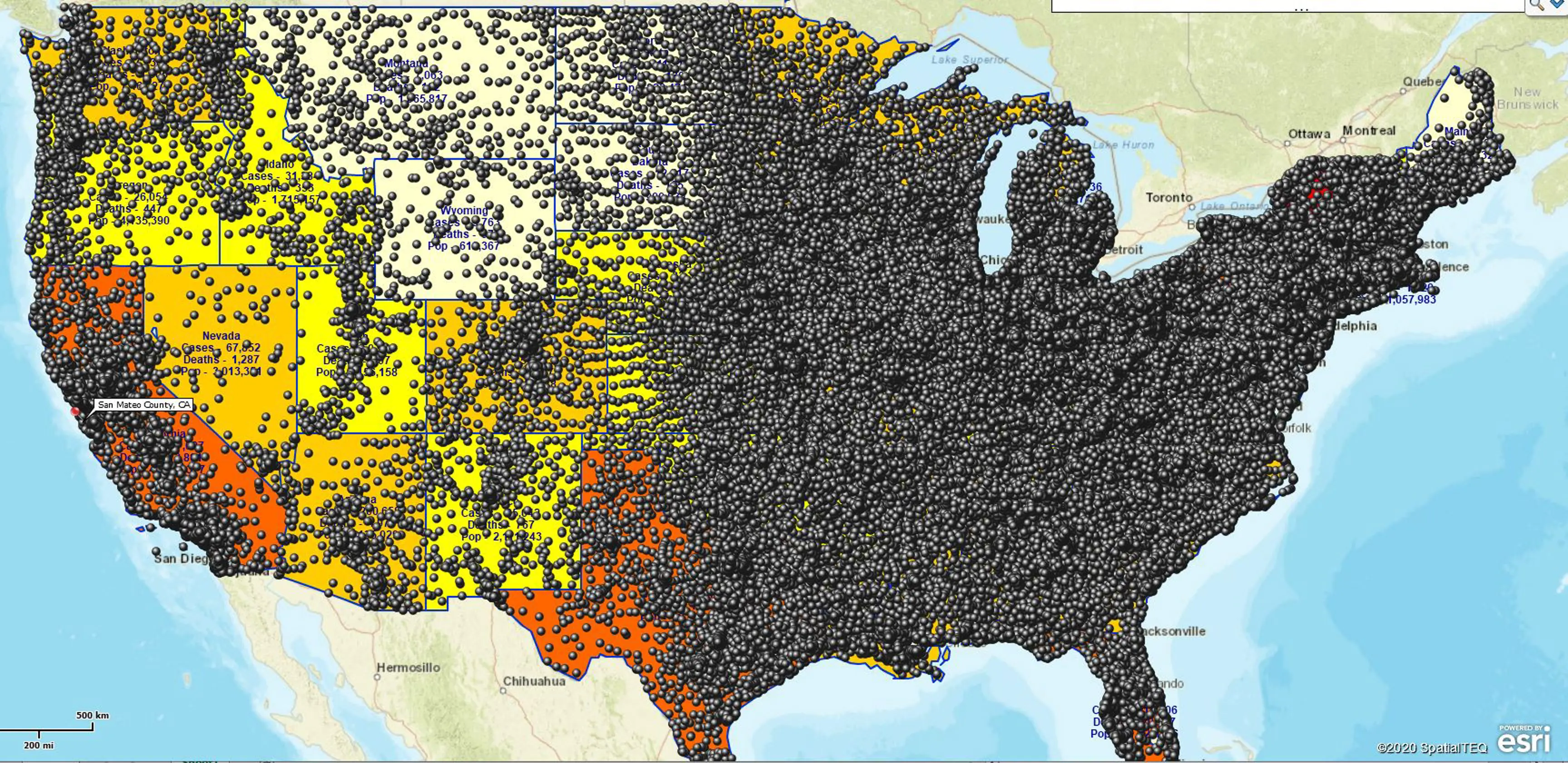 All ZIP5 code points over a USA map