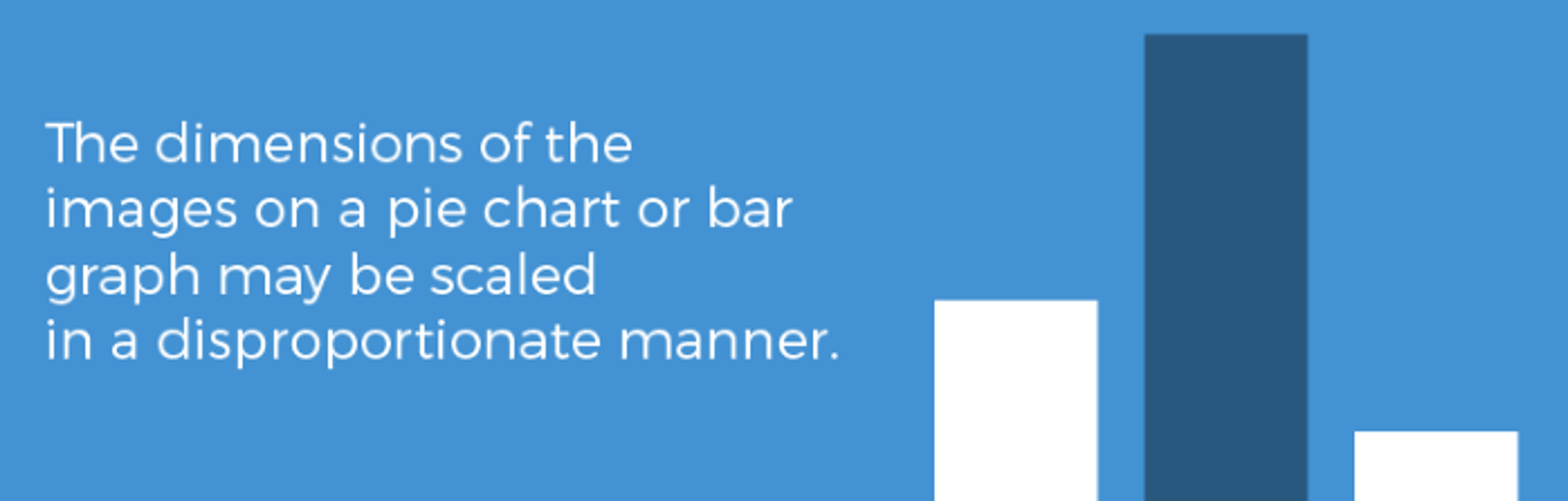 The dimensions of the images on a pie chart or bar graph may be scaled in a disproportionate manner