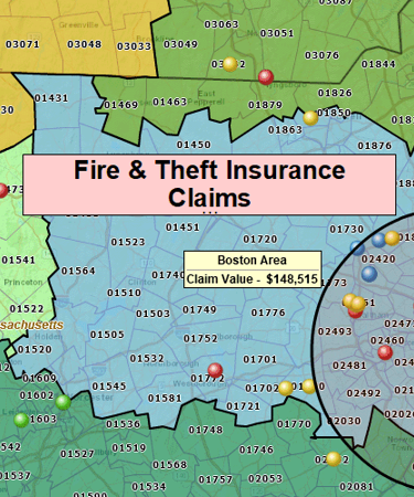 Fire & theft insurance claims by area