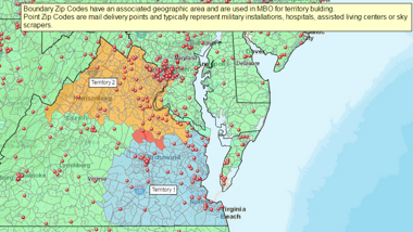 U.S. Postal Service Point ZIP Code map