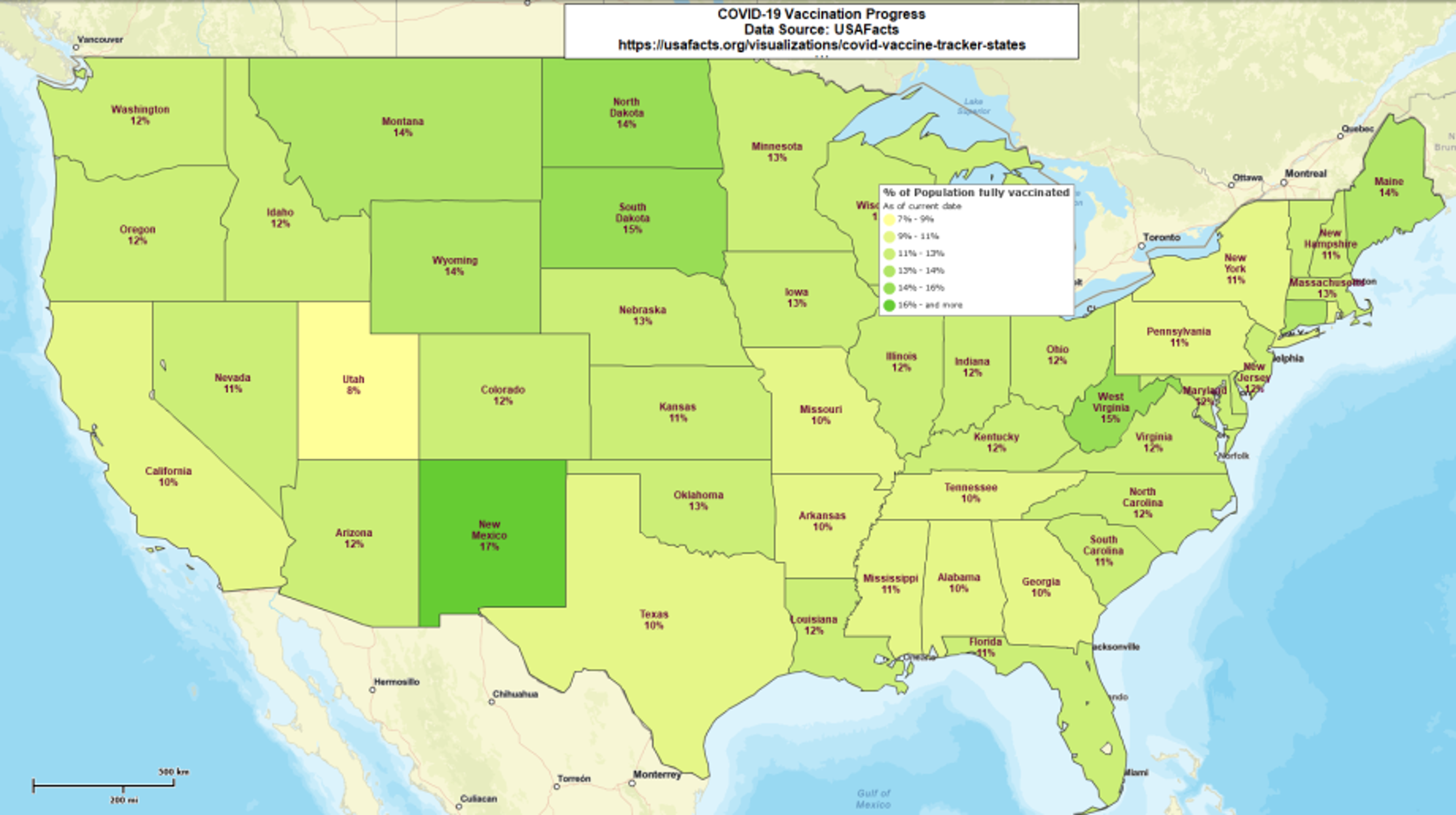 COVID vaccination progress map