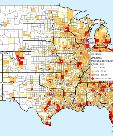 USA population density map