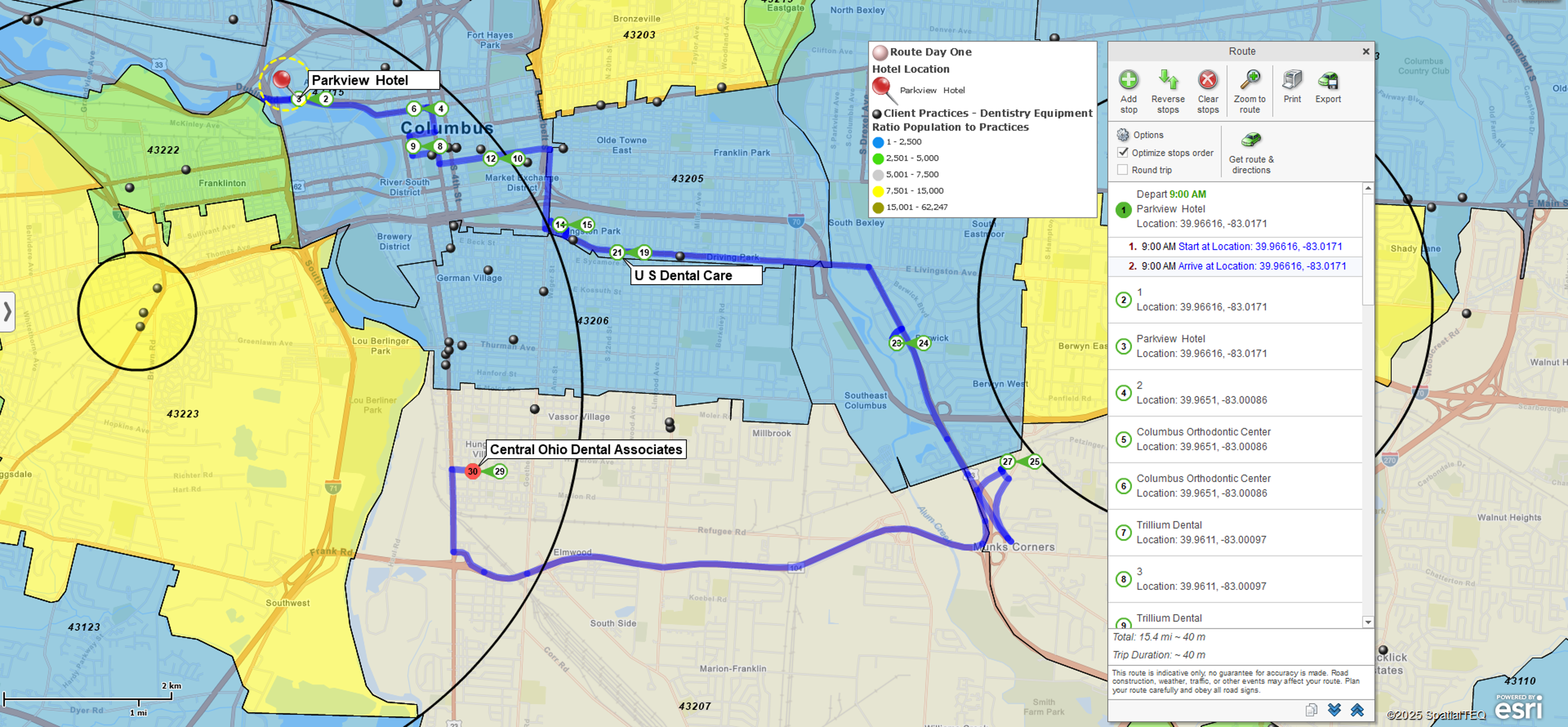 Optimized Sales Routes with Driving Directions