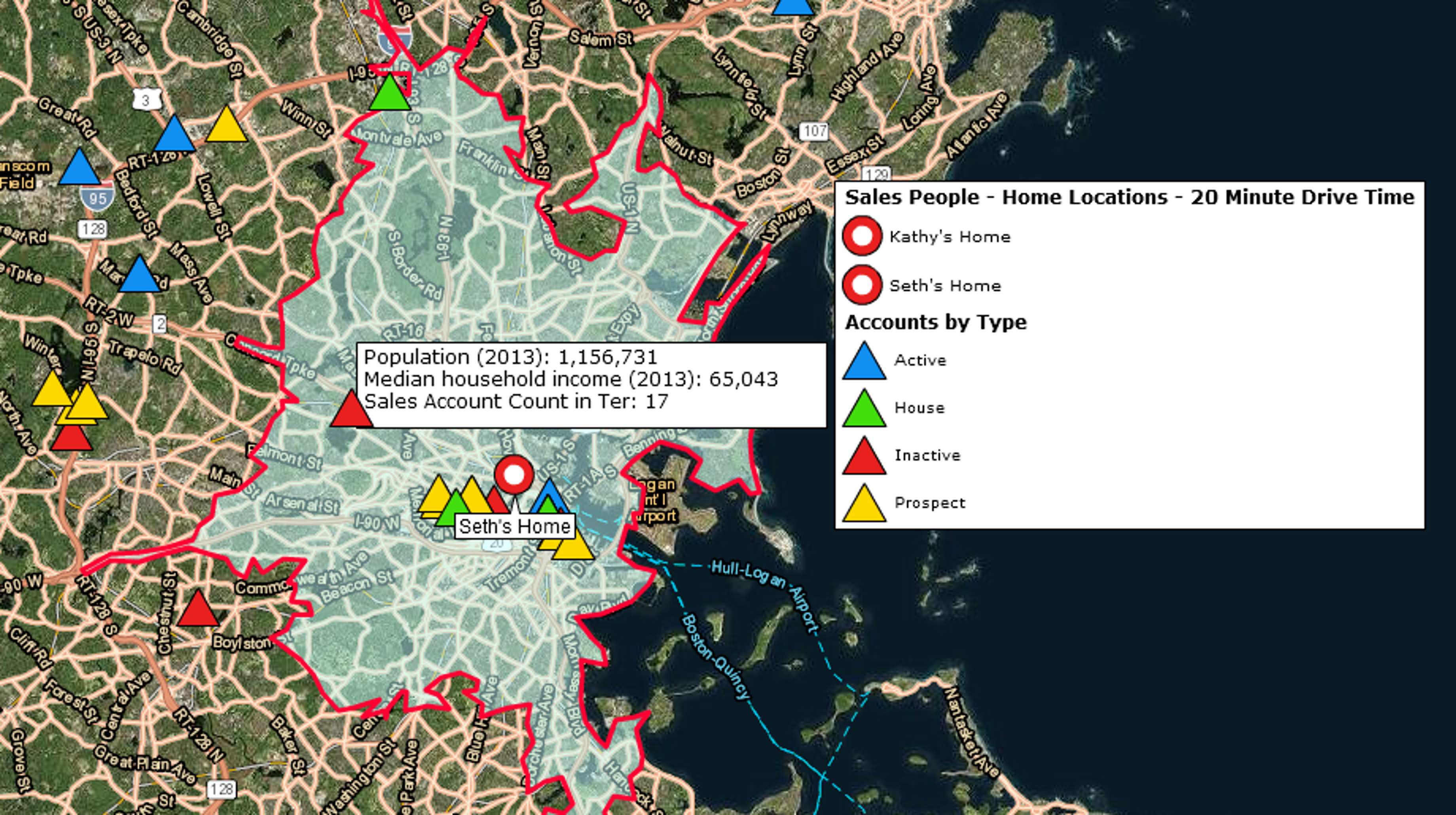 Sales person accountability area map example