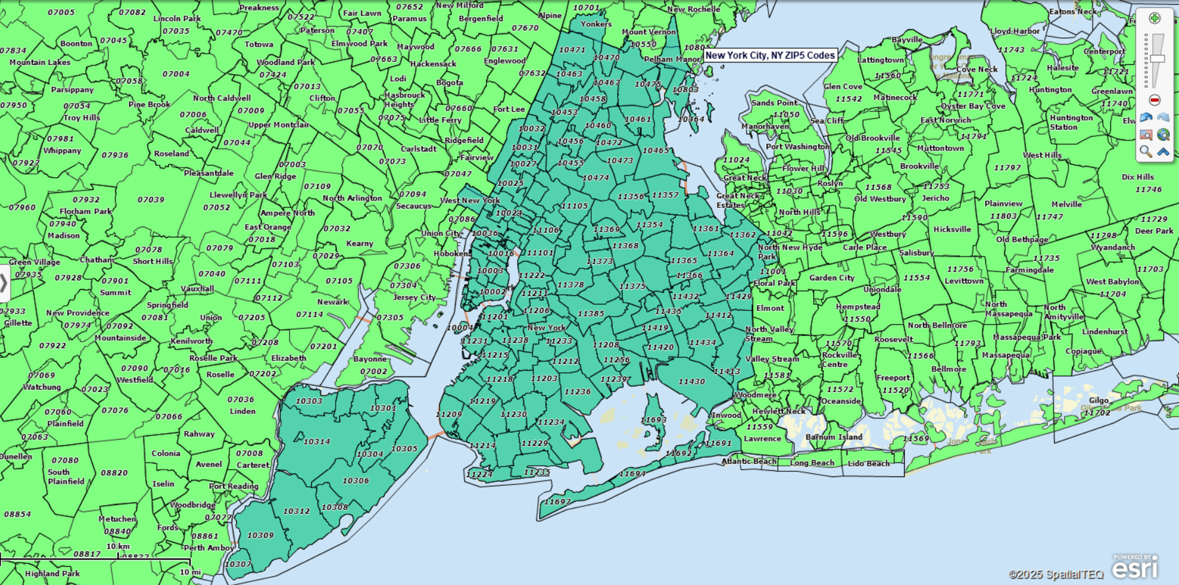 New York city ZIP code map