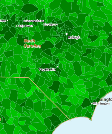 Demographic ZIP code map color-coded by population
