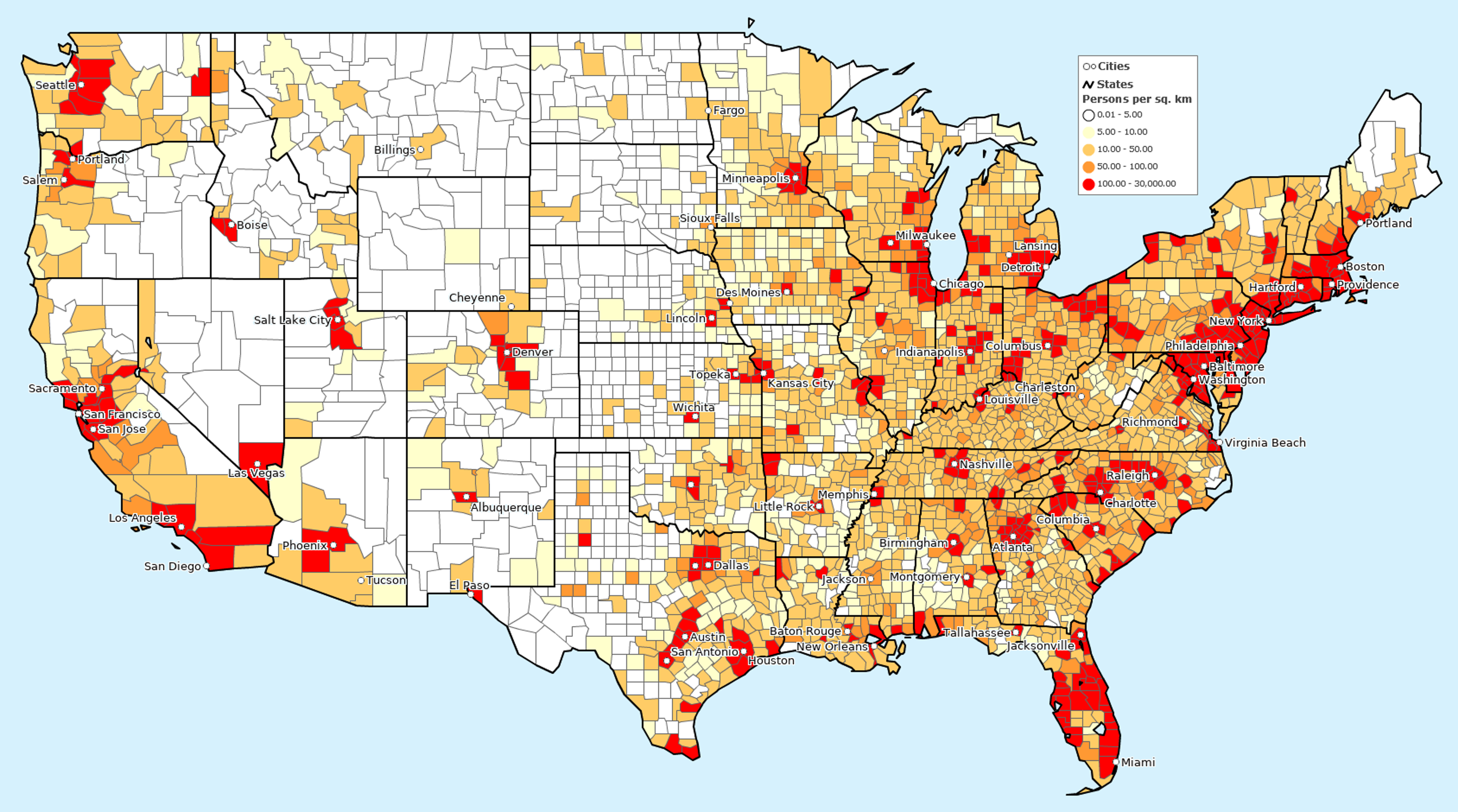 Atlanta Population Density Map 2000 Census And FHWA Adjusted Urbanised