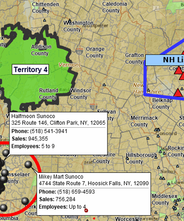 Market area research with business listings