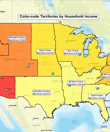 Color-coded territory map