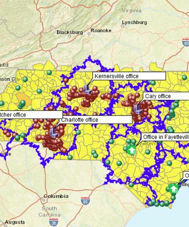 MapBusinessOnline multiple locations on a map