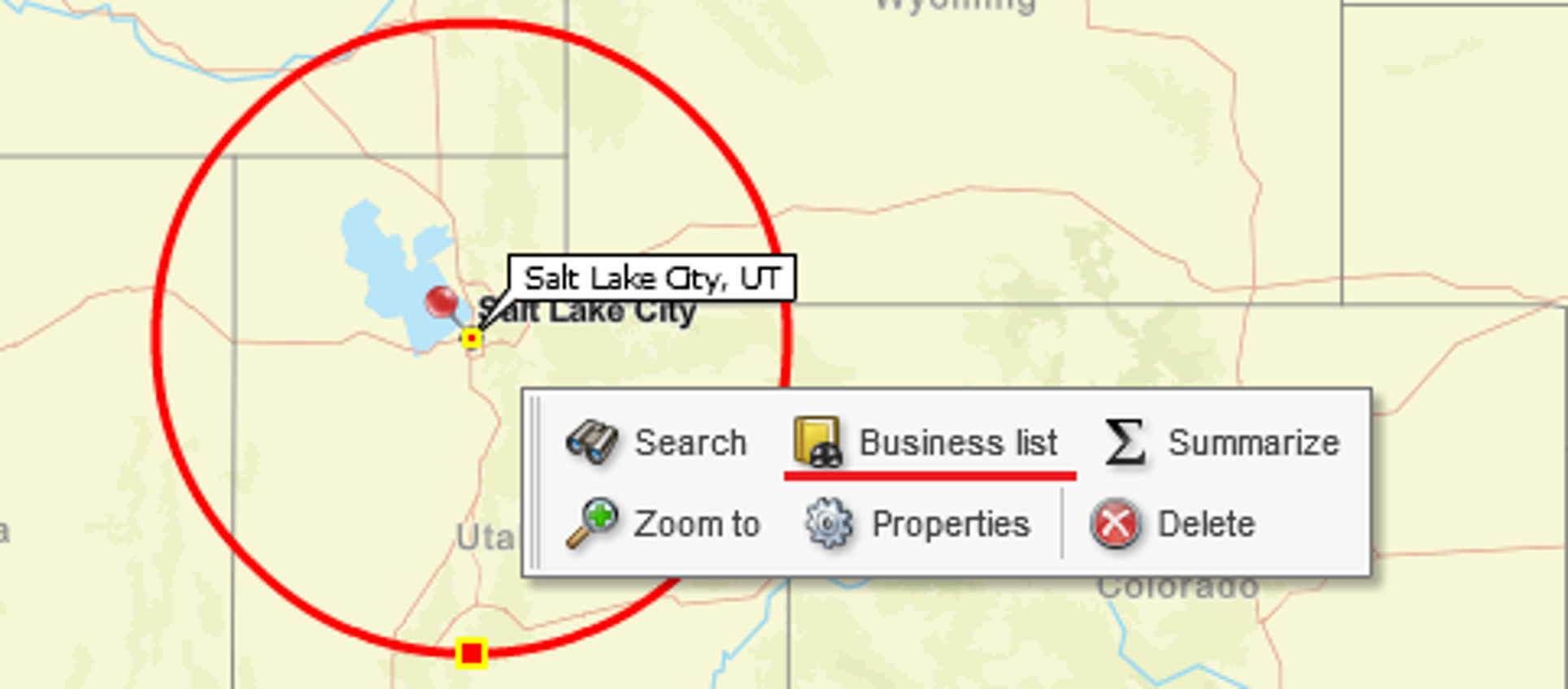 Search business listings by radius