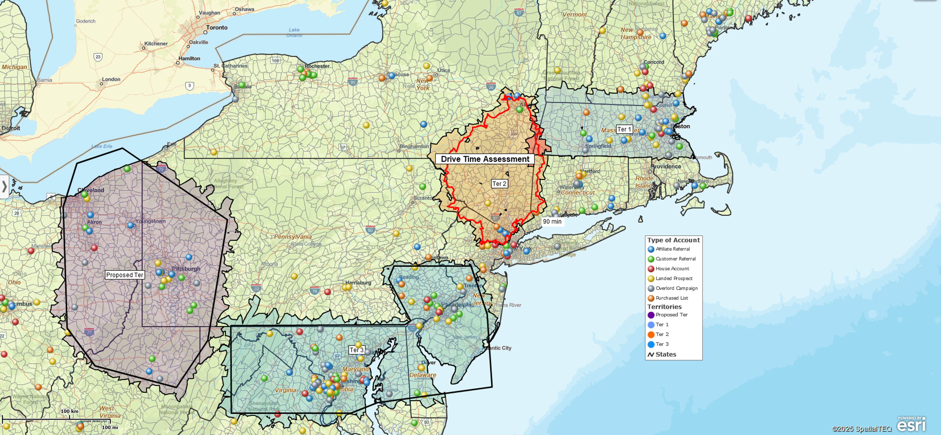 Customer Map with Drive Time Areas