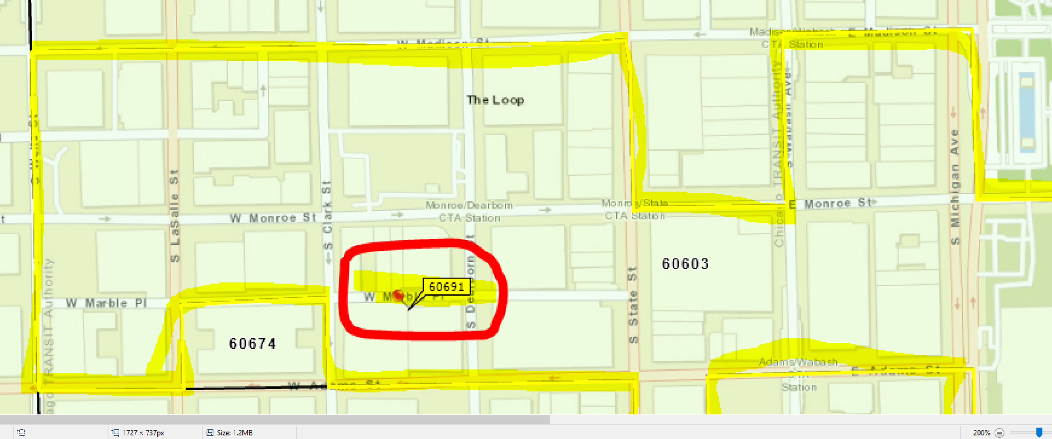 Point ZIP code within a boundary ZIP code map
