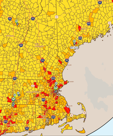 Assess drive distance from suppliers to stores