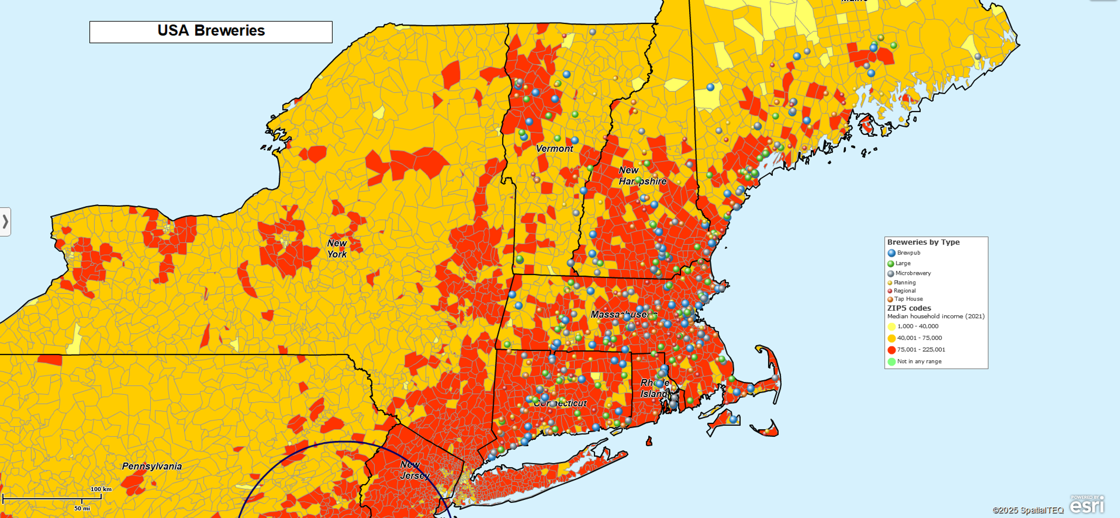 USA Breweries Map Color Coded by Brewery Type
